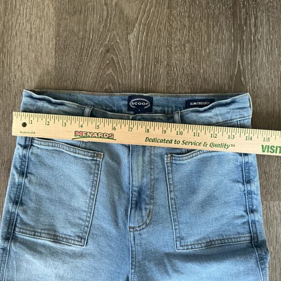 Scoop Flat Front Pocket Flare Leg Light Wash Denim Jeans Size 4 - Picture 8 of 13